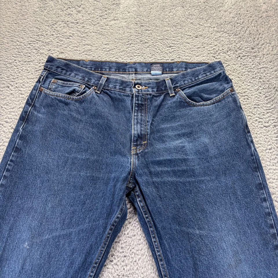 Pantalones de mezclilla holgados sueltos vintage descoloridos Glory para hombre 38x32 azul lavado medio de algodón Foto 2 de 4