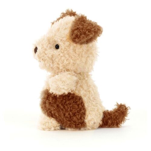 Jelly Cat Little Pup - Beige & Tan Small Curly Fur Puppy Beanie Toy Plush Dog 7" - Picture 2 of 4