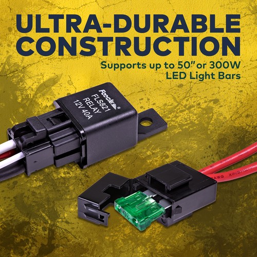 40 Amp Off Road ATV/LED Light Bar Wiring Harness Relay & ON/OFF Switch - Picture 2 of 7