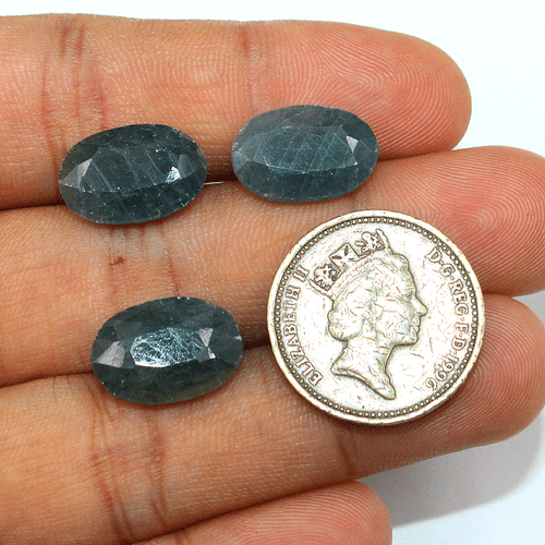 3 piezas piedras preciosas de corte facetado ovalado de zafiro azul natural de Madagascar de 15,4 mm-15,7 mm - Imagen 3 de 13