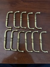 Set Of 11 Used Gold Colored Brass Drawer Cabinet Pulls 3 C.C.