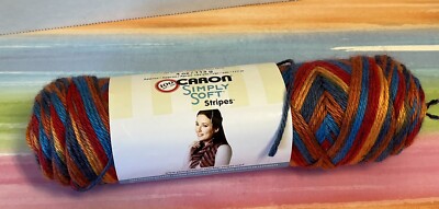 one full skein Caron Simply Soft Stripes yarn Central Park 4 oz.
