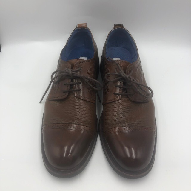 SAOLA Scarpe eleganti Oxford Steve Madden da uomo in pelle marrone punta a cappuccio taglia 8 Lesko stringate