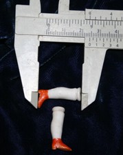 Antique small bisque doll legs f. china leather cloth body shoulder-head doll 1"