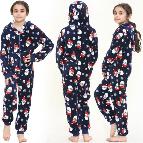A2Z 4 Kids Weihnachts-Onesie - Weihnachtsmann Design Für Kinder (Größe 13, Schwarz)