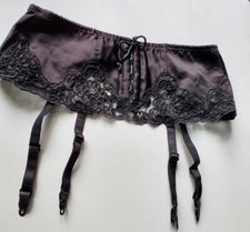 Vintage Christian Dior Intimates Black Open Bottom Girdle w/Hosiery Garters