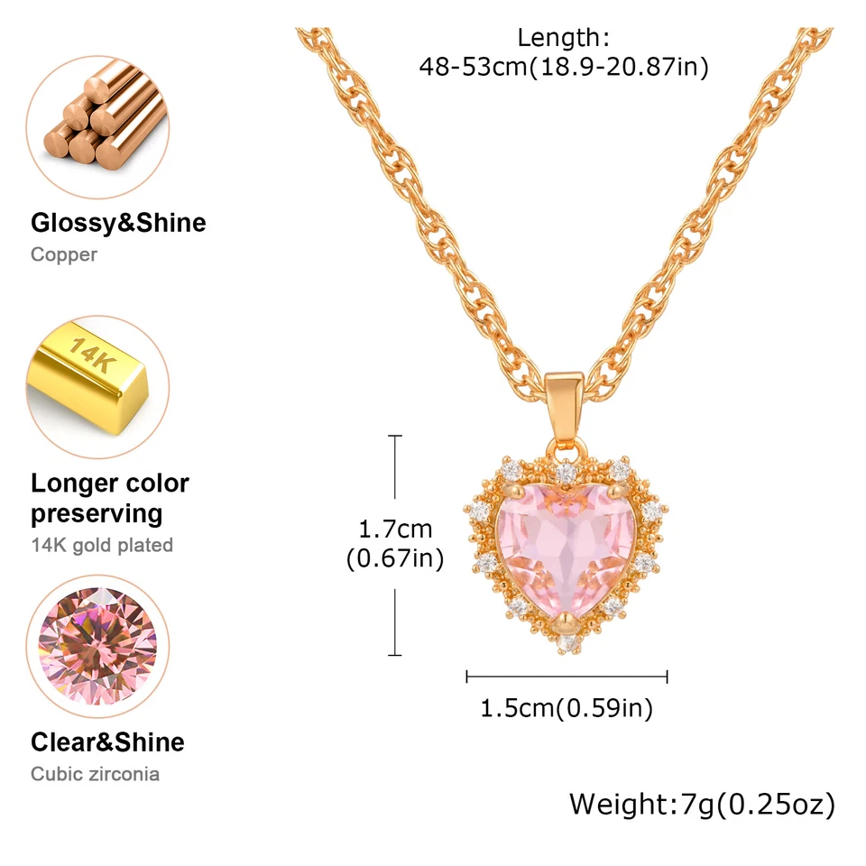 VNOX Elegante Delicado Corazón Amor Colgante Collar Romántico Regalo para el Día de la Madre Foto 2 de 4