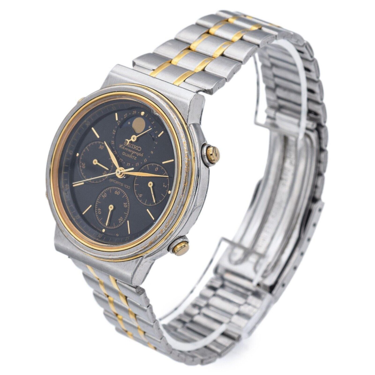 Vintage Seiko Sports 100 7A48-5010 Chronograph Quartz Men's Watch