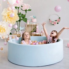 Large Round 35 x 11.5 Inch Baby Foam Ball Pit Blue with 200 2.75 Inch Balls