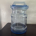 Vintage LE Smith Light Blue Glass Milk Can Canister / Apothecary Jar  9"