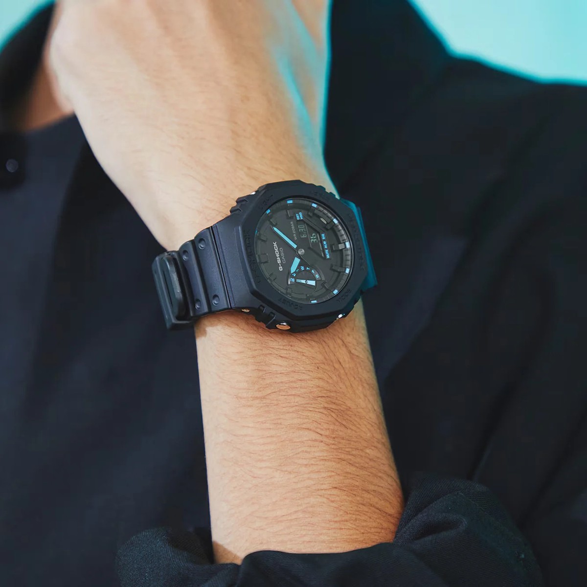 CASIO G-SHOCK GA-2100-1A2 BLACK / BLUE A/D WATCH | eBay