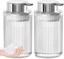 Foaming Soap Dispenser, 11 Fl Oz Clear Glass Foam Hand Soap Dispenser for Bathro