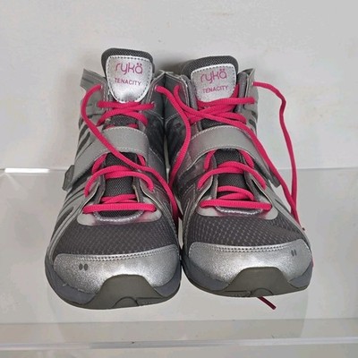 Ryka Tenacity Women's Sneakers Gray Silver Pink Lace Up Mid Top