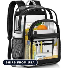 Clear Backpack for School, Heavy Duty PVC Transparent Bookbag for Girls