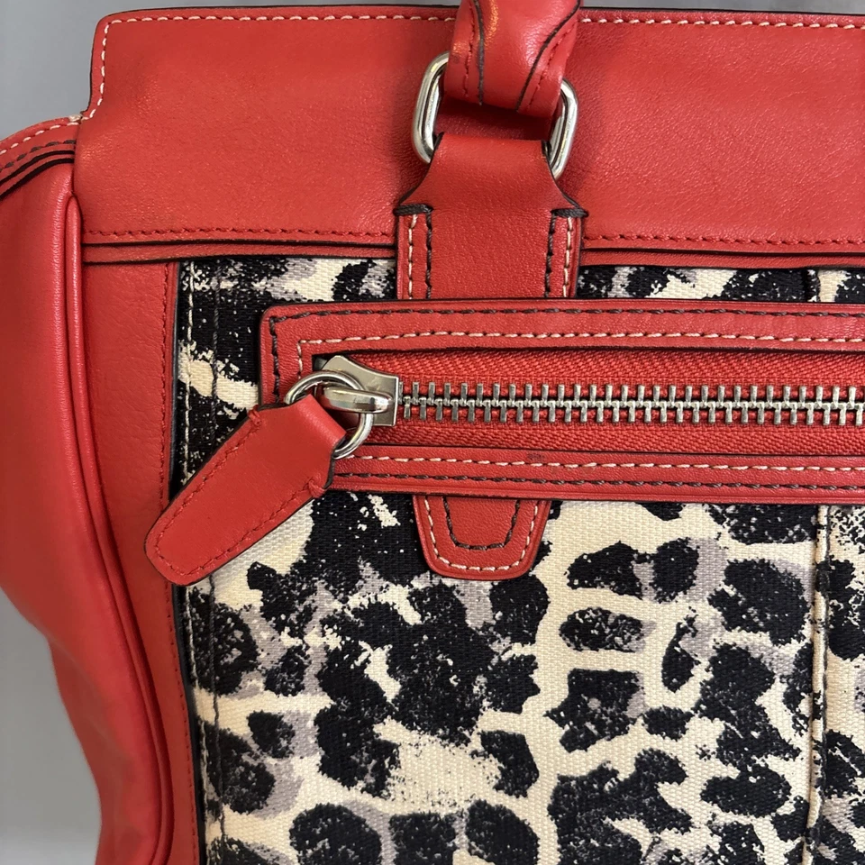 COACH Red  Cheetah Shoulder Tote Satchel Bag With Matching Wallet And Dust Bag - Image 4 of 4