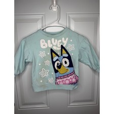 Bluey Toddler Sweatshirt Light Blue Snowflake Graphic Pullover Size 3T Kids