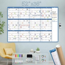 Large Dry Erase Wall Calendar - 52x36 - Blank Undated Yearly Calendar - Whiteboa