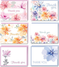48 Sets Thank You Cards with Envelopes, Floral Design, 4" X 5.5"