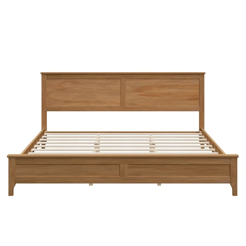 Modern Solid Wood Bed King Size with Sturdy Wooden Slats Support,Wood Color - Image 3 of 4