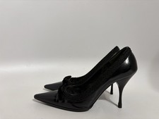 Vtg Prada Black Leather Bow Heels 35.5