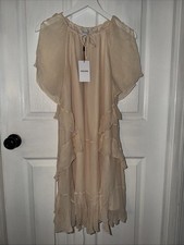 NEW REISS Lexie Ruffle Flippy Dress Pale Pink Size 10 Flutter Chiffon