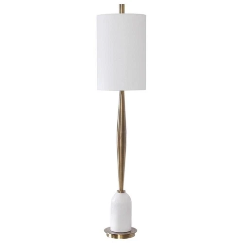 Uttermost Minette Transitional Steel Marble Fabric Buffet Lamp in White/Brass - Picture 3 of 10