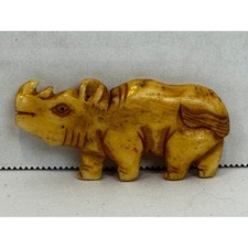 Vintage Hand Carved Rhinoceros Miniature Figurine Rhino Pendant 1.5 Inch