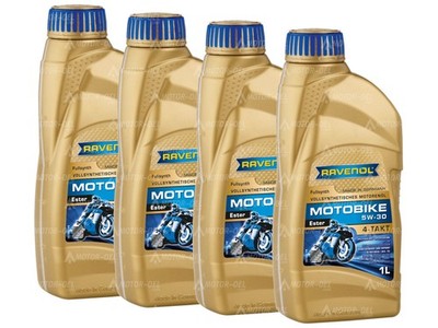 4 (4x1) Liter RAVENOL Motobike 4-T Ester SAE 5W-30, Motorenöl Mad