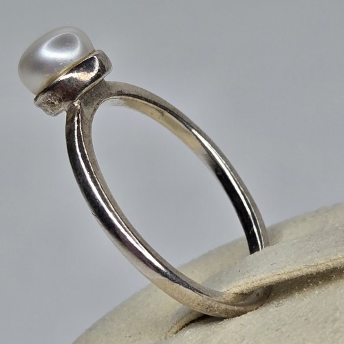 Vtg 925 Sterling Silver Pearl Ring Size 9 - Picture 4 of 15