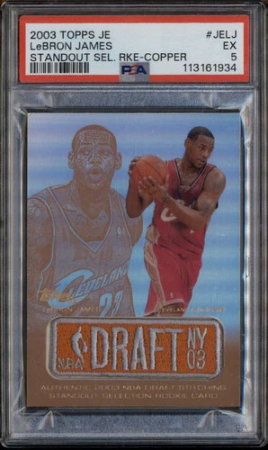 2003 Topps Jersey Edition Standout Rookie Copper #JELJ LeBron James RC /99 PSA 5