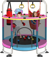60" Toddler Trampoline, Indoor Trampoline for Kids with Safety Enclosure, 440LBS