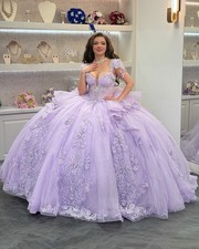 Quinceanera Dresses Tulle Appliqué Lace Sweet 16 Party Gowns Sweetheart Purple