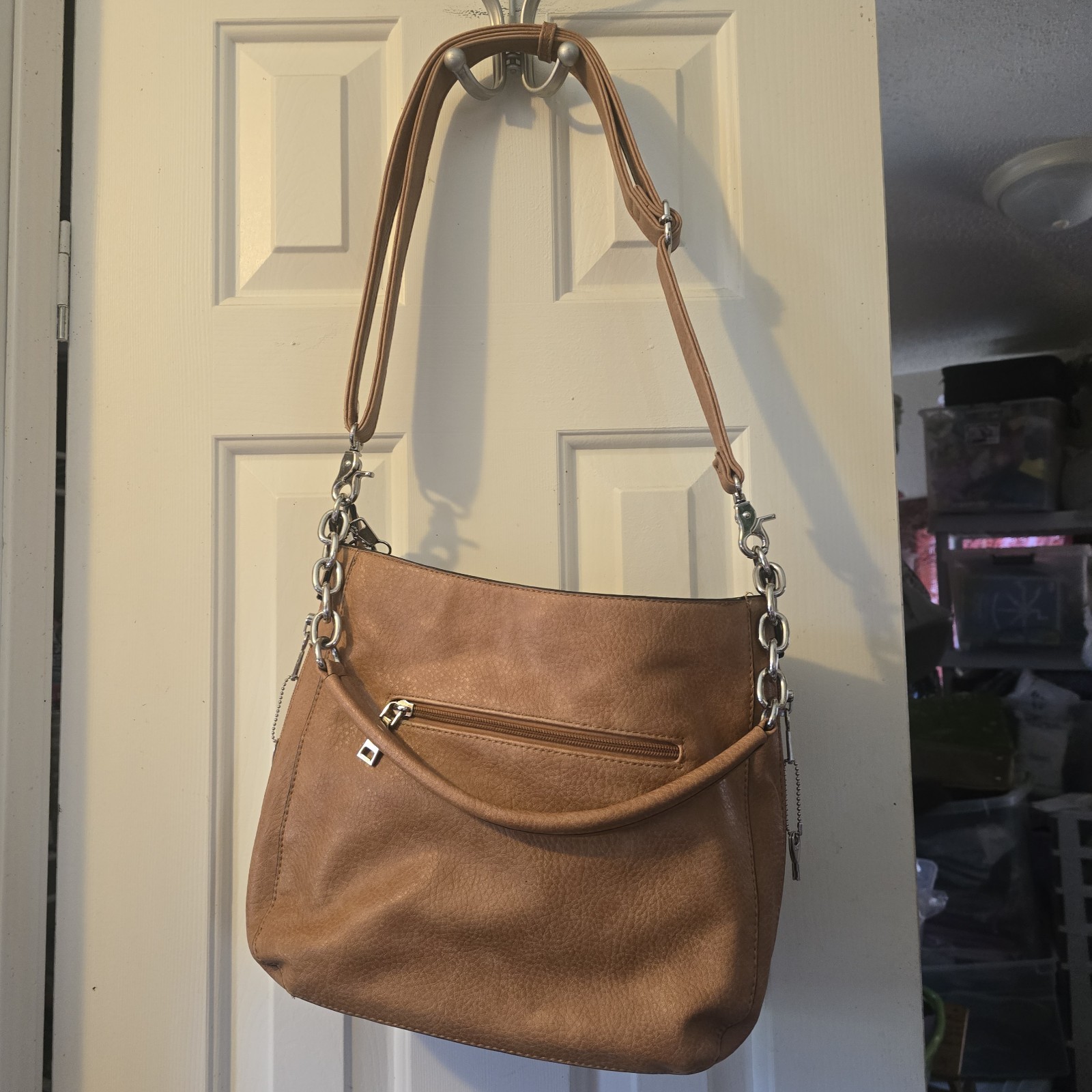 Lady Conceal Leather Concealed Carry Bag W/Keys Very Nice Light Brown Crossbody