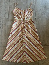 Ann Taylor Loft Summer  Orange/Yellow/White Dress 100% Cotton Size 0 