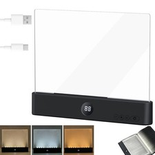 Book Light, 3 Color Adjustable LED Flat Reading Light, Rechargeable Clear Panel