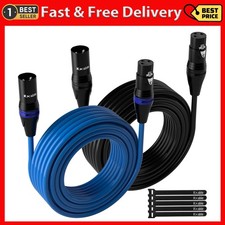 XLR Microphone Cable 50 Feet 2 Pack, Multi Colored , 3 Pin Shielded Balanced...