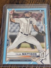 2021 1st Bowman Tyler Mattison #BD-58 Sky Blue Foil #d 226/499 Tigers Paper SP