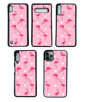 Rosa Flamingo Muster Handy Hülle für iPhone Samsung Silikon Gummi Seiten Cover