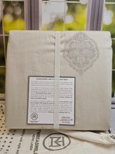 Threadmill Grace Collection Light Grey Jacquard Queen Size Duvet Set NWT