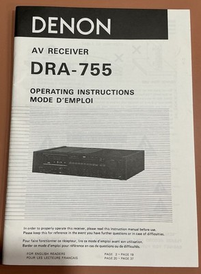 Denon Model DRA-755 Solid State AV Receiver Operating Instructions Manual