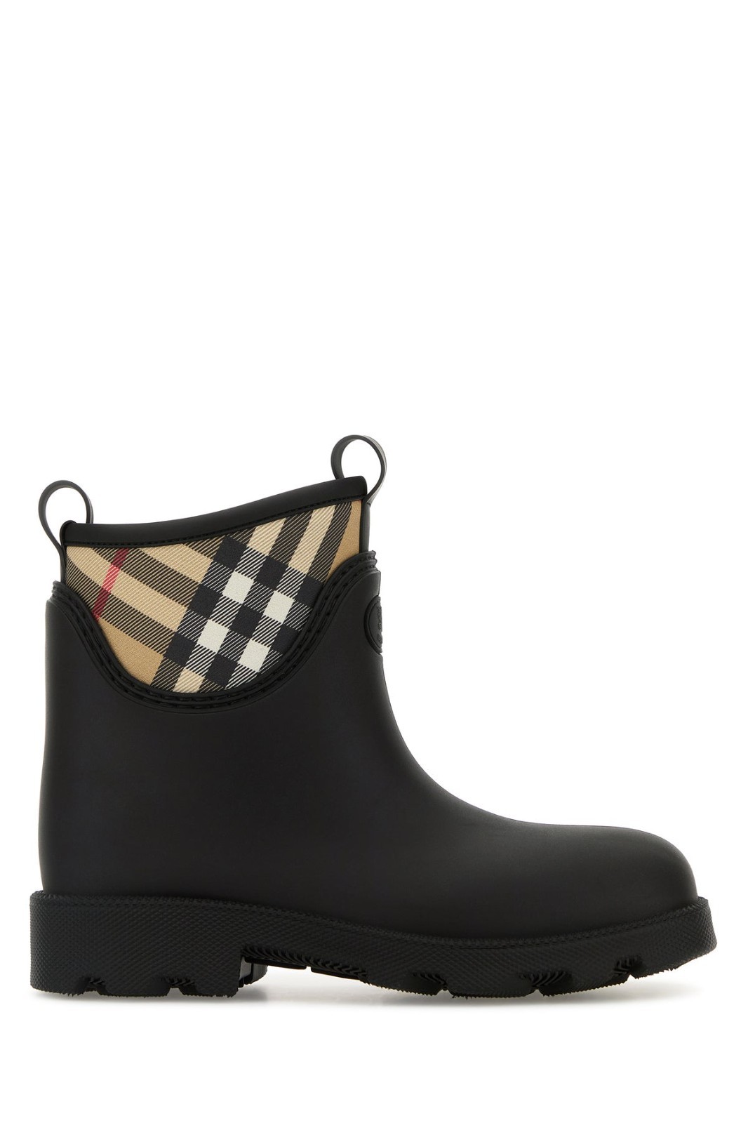 BURBERRY Marsh Stamp Check Black Rubber Ankle Boots New & Authentic