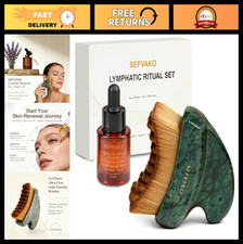 Lymphatic Drainage Face Brush Set - Gua Sha Tools, Dual-Ended Dry Brush  Jade E
