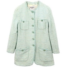 Chanel Collarless Tweed Jacket Blue 97P #48 178399