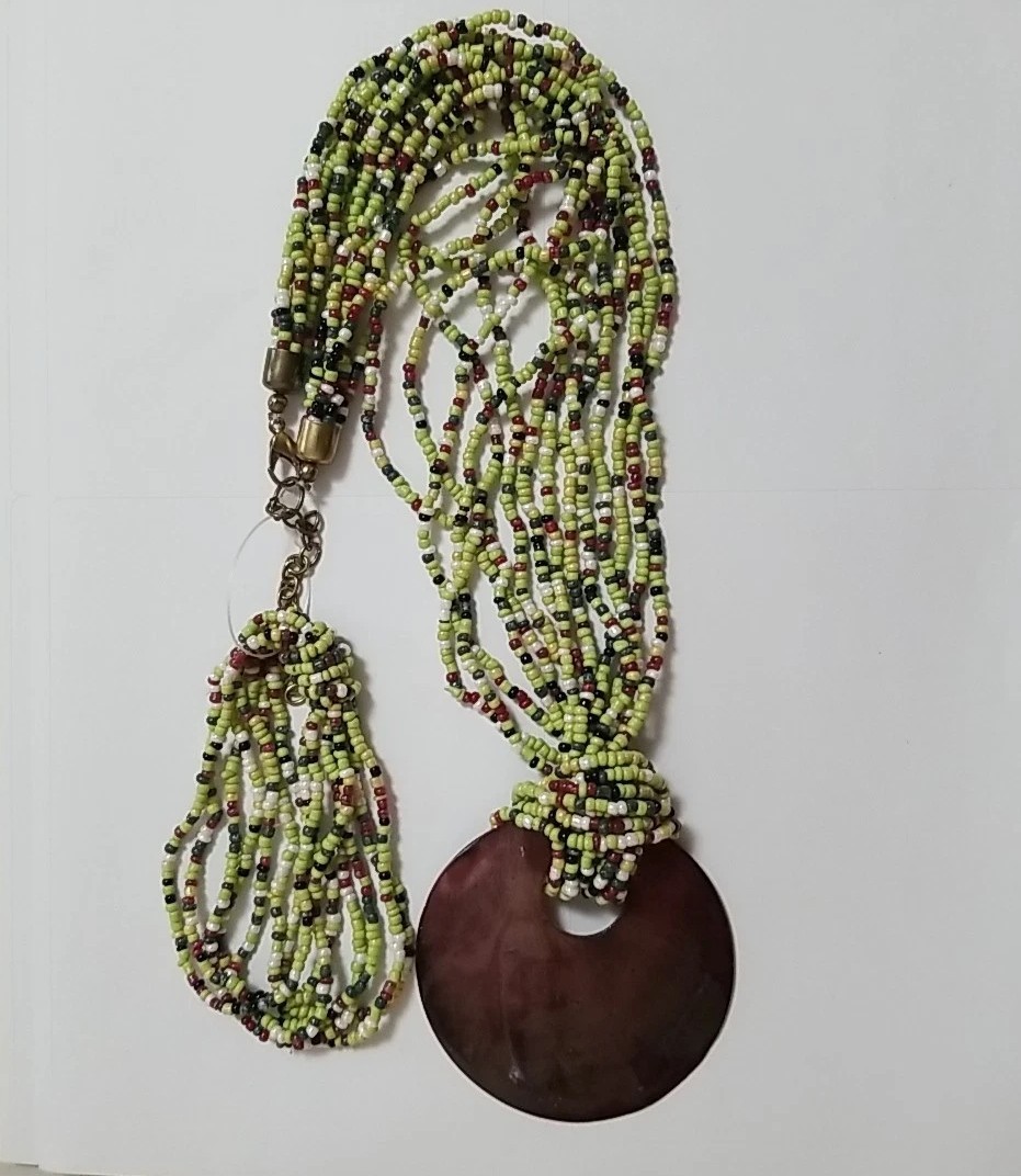 Multistranded Multicolored Seed Bead Necklace & B… - image 1