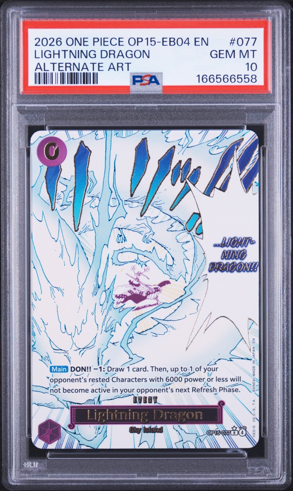 One Piece OP16-EB04 Lightning Dragon Alternate Art #077 PSA 10 GEM MINT