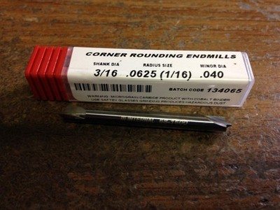 .0625'' 1/16'' RADIUS 2 FLUTE DOUBLE END CARBIDE CORNER ROUNDING END MILL
