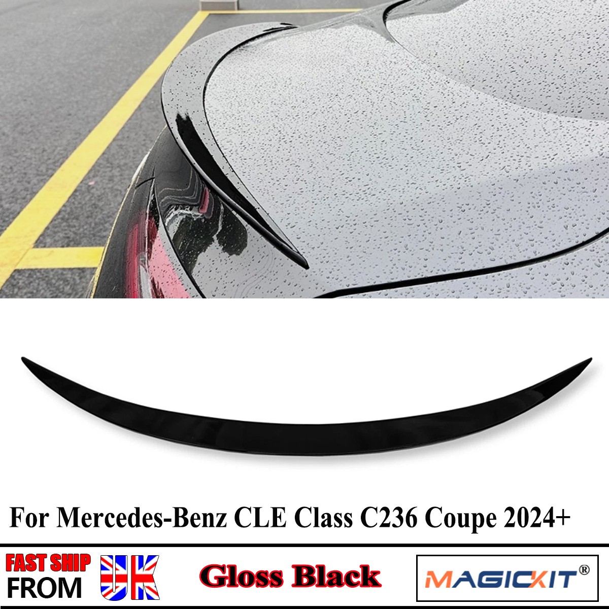 REAR SPOILER ROOF SPOILER AMG STYLE GLOSS BLACK FOR MERCEDES CLE COUPE C236 24+