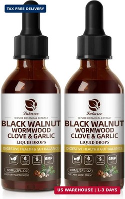 Lukaree Wormwood Black Walnut Clove Cleanse for Humans Tincture - Rapid Gut Deto