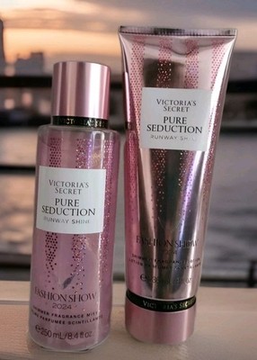 2 Pcs Set Victoria's Secret Pure Seduction RUNWAY SHINE SHIMMER Mist & Lotion 