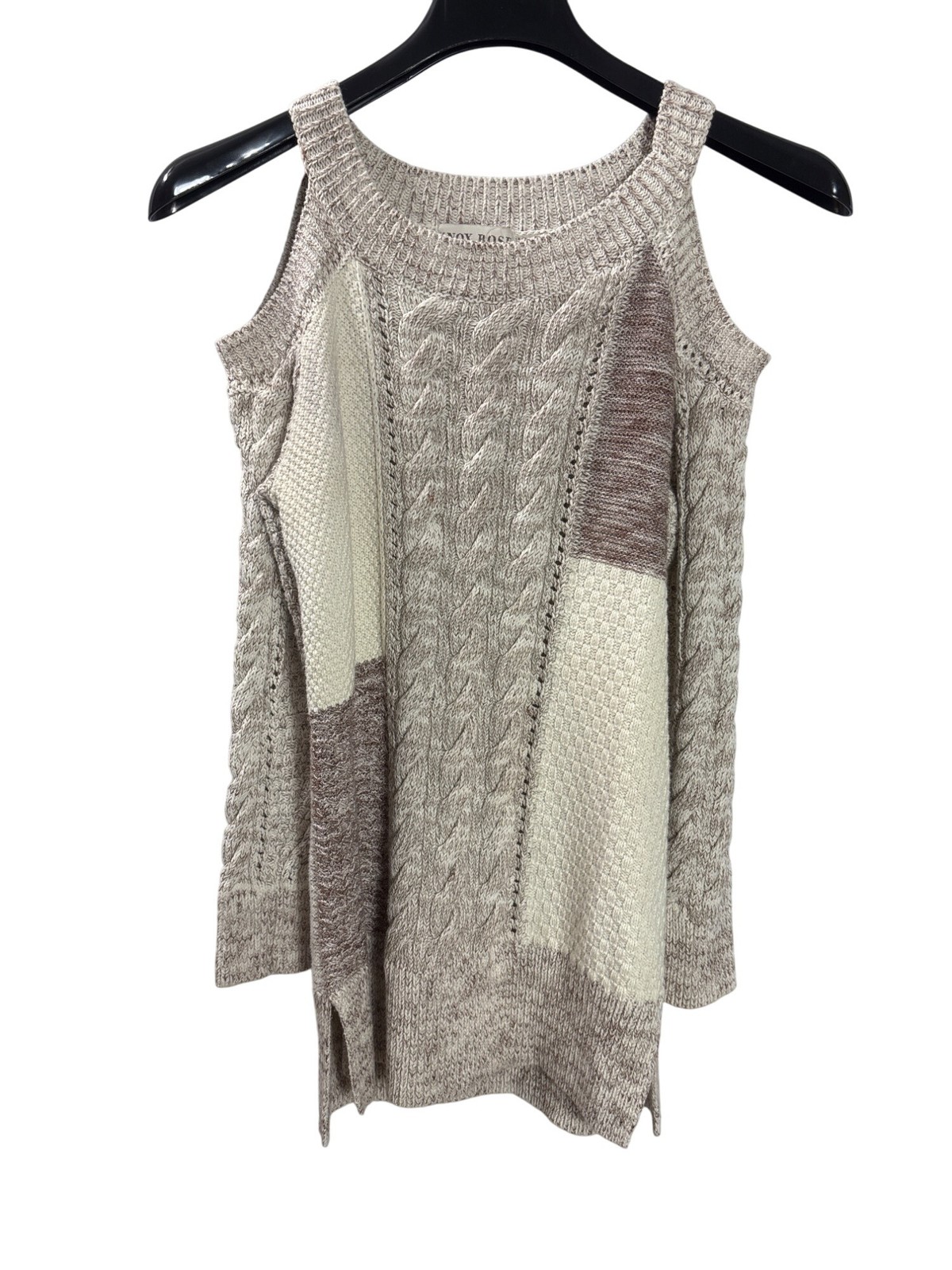 Knox Rose Beige Brown Patchwork Cold Shoulder Cab… - image 1